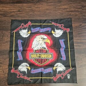 Vintage Harley-Davidson Bandana Mens One Size Black Eagle American Glory 90s ×2